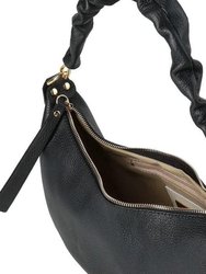 Black Pebbled Baguette Leather Shoulder Bag | Bdayb