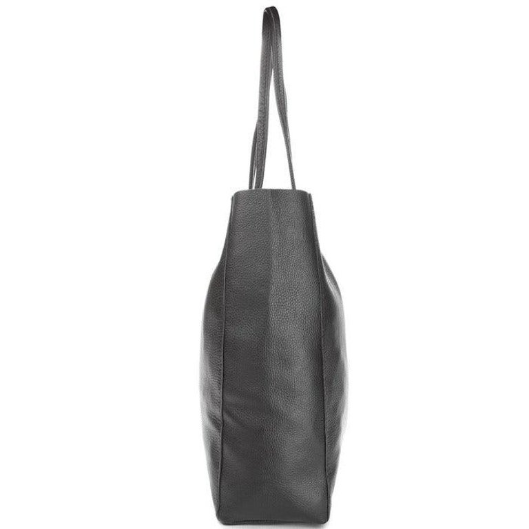 Black Pebbled Leather Tote Shopper | Byxna