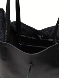 Black Pebbled Leather Tote Shopper | Byxna