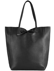 Black Pebbled Leather Tote Shopper | Byxna