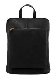 Black Soft Pebbled Leather Pocket Backpack | Byler - Black
