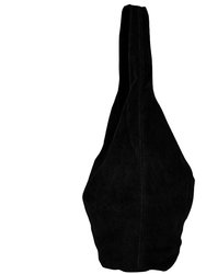 Black Soft Suede Leather Hobo Shoulder Bag | Byiae