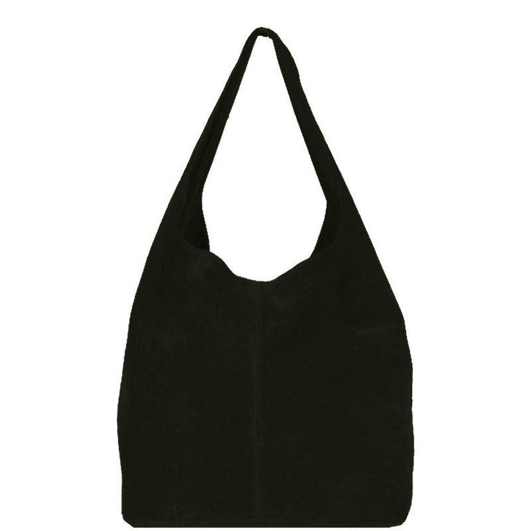 Black Soft Suede Leather Hobo Shoulder Bag | Byiae - Black