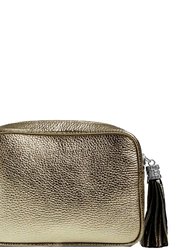 Bronze Leather Tassel Cross Body Camera Bag | Balxr