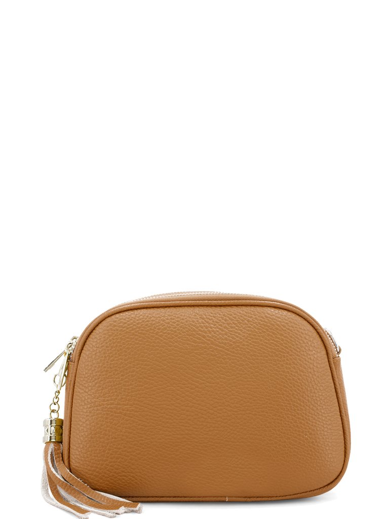 Camel Leather Multi Section Crossbody Bag | Banab - Camel