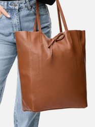 Camel Pebbled Leather Tote Shopper | Byxle