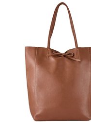 Camel Pebbled Leather Tote Shopper | Byxle - Camel