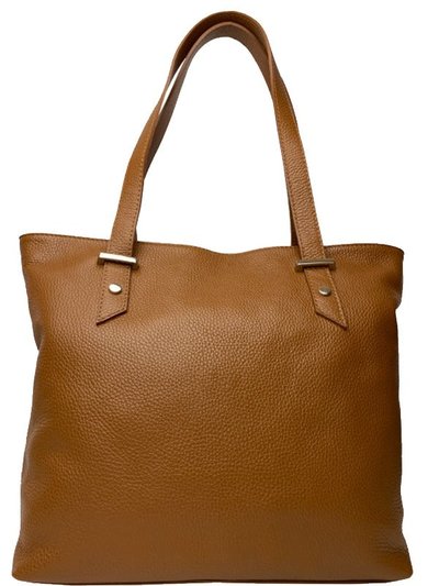Sostter Camel Silver Trim Leather Tote Bag | Bxryi product