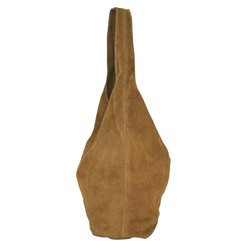 Camel Soft Suede Leather Hobo Shoulder Bag | Byinn