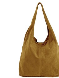 Camel Soft Suede Leather Hobo Shoulder Bag | Byinn