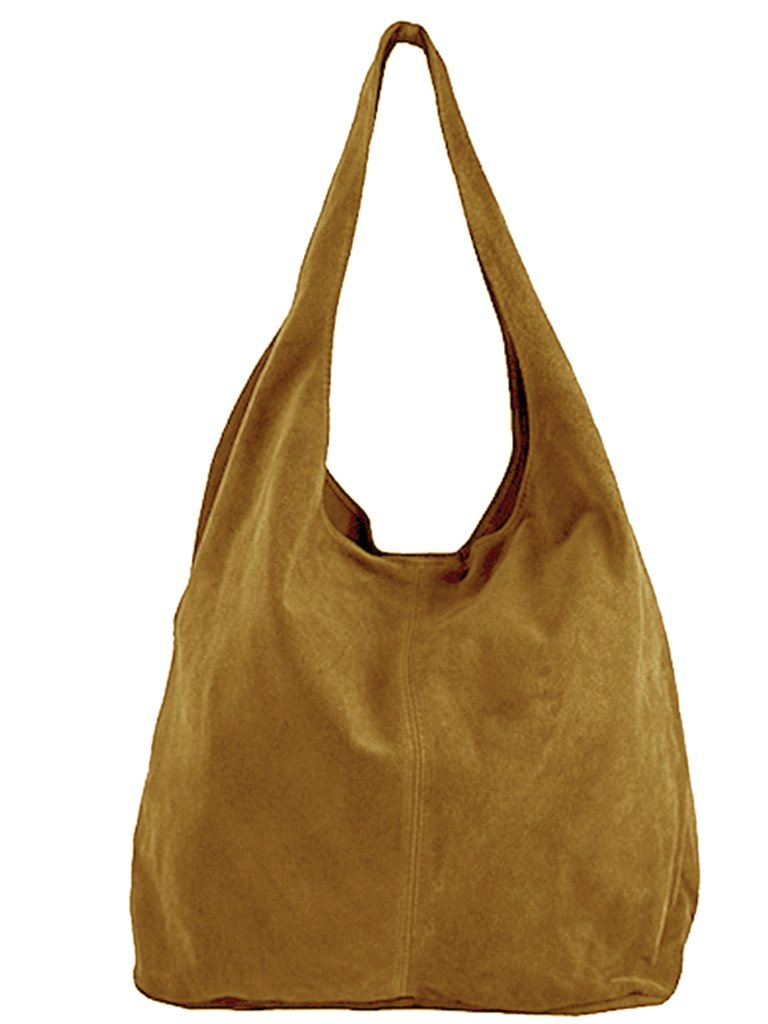 Camel Soft Suede Leather Hobo Shoulder Bag | Byinn - Camel