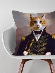 Cat In Full Military Attire Oil Painting Cushion Pillow