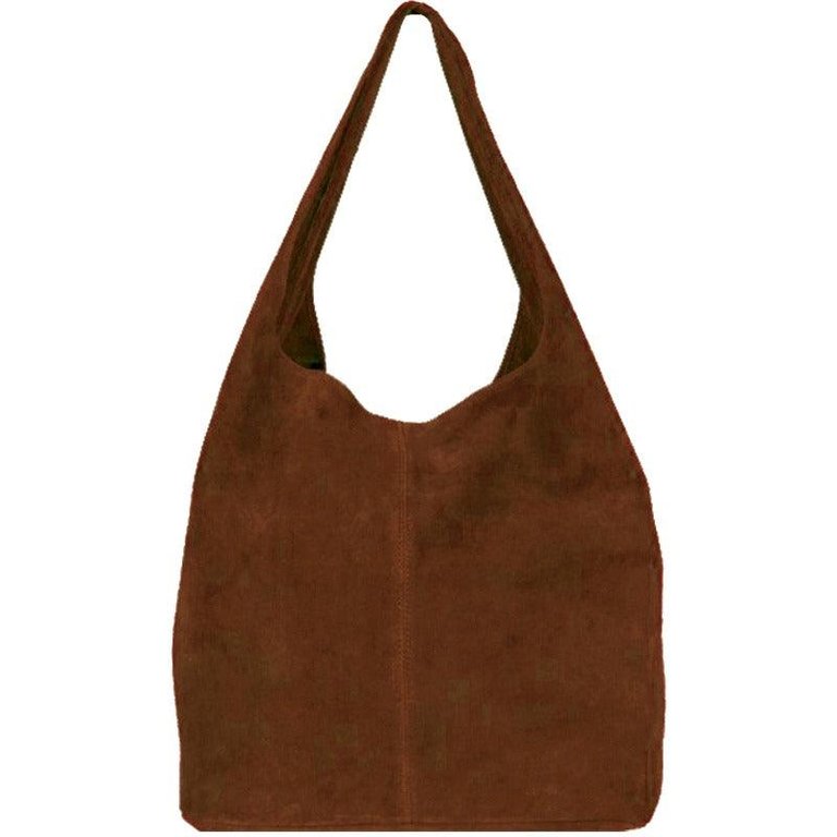 Chestnut Soft Suede Hobo Shoulder Bag | Brrnb - Chestnut