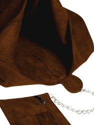Chestnut Soft Suede Hobo Shoulder Bag | Brrnb