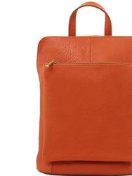 Clementine Soft Pebbled Leather Pocket Backpack | Bdabl - Clementine