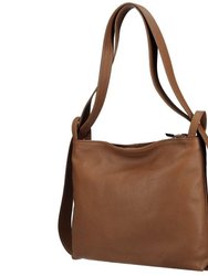 Dark Tan Pebbled Leather Convertible Tote Backpack | Baldi