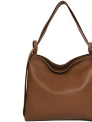 Dark Tan Pebbled Leather Convertible Tote Backpack | Baldi - Dark Tan
