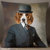 Dog In A Bowler Hat Oil Painting Cushion Pillow