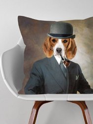 Dog In A Bowler Hat Oil Painting Cushion Pillow