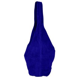 Electric Blue Soft Suede Hobo Shoulder Bag