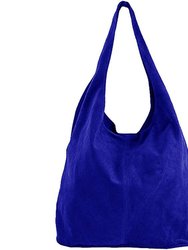 Electric Blue Soft Suede Hobo Shoulder Bag - Electric Blue