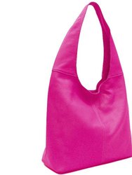 Fuchsia Soft Pebbled Leather Hobo Bag | Baedr