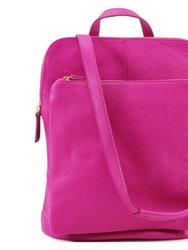 Fuchsia Soft Pebbled Premium Leather Pocket Backpack
