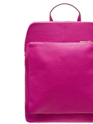 Fuchsia Soft Pebbled Premium Leather Pocket Backpack - Fuchsia