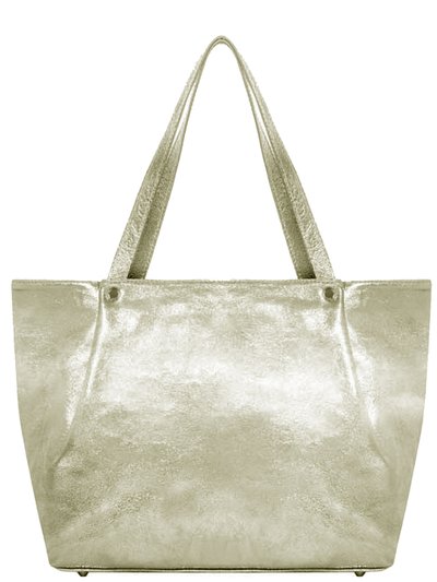 Sostter Gold Horizontal Zipped Leather Tote | Bxylb product