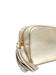 Gold Leather Tassel Cross Body Camera Bag | Baxyl