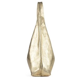 Gold Metallic Leather Hobo Shoulder Bag