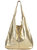 Gold Metallic Leather Hobo Shoulder Bag - Gold