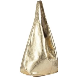 Gold Metallic Leather Hobo Shoulder Bag