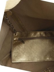 Gold Metallic Leather Hobo Shoulder Bag