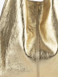 Gold Metallic Leather Hobo Shoulder Bag