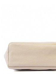 Ivory Pebbled Leather Tote Shopper | Byaxy