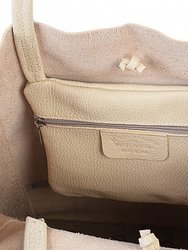 Ivory Pebbled Leather Tote Shopper | Byaxy