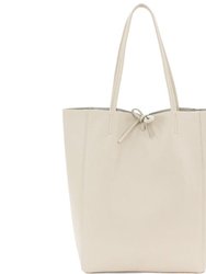 Ivory Pebbled Leather Tote Shopper | Byaxy