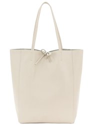 Ivory Pebbled Leather Tote Shopper | Byaxy - Ivory