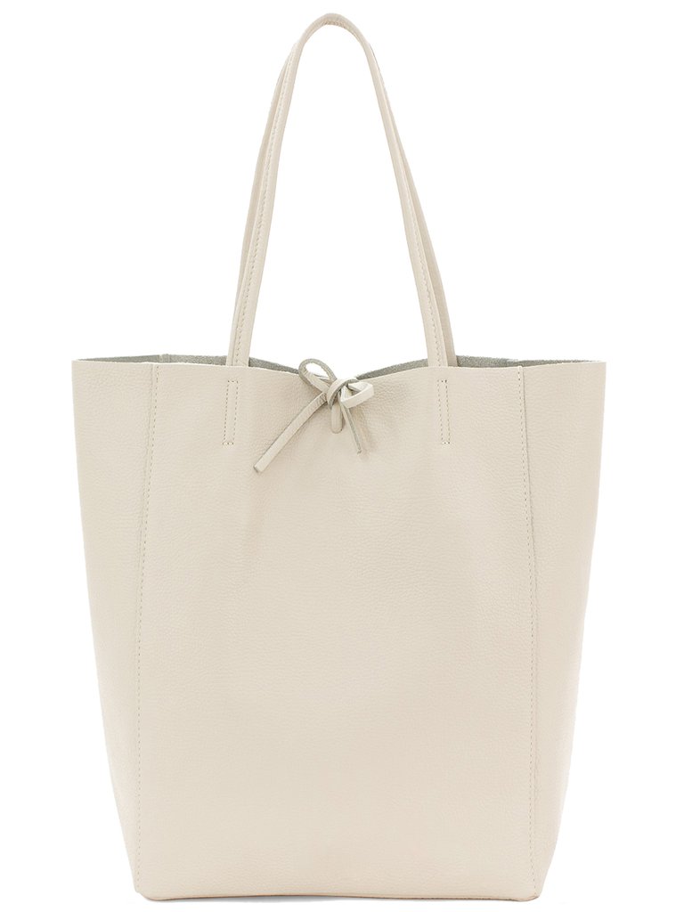 Ivory Pebbled Leather Tote Shopper | Byaxy - Ivory
