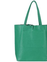 Jade Green Pebbled Leather Tote Shopper | Byxal - Jade Green