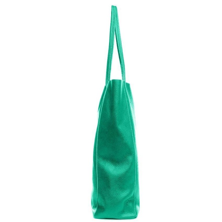 Jade Green Pebbled Leather Tote Shopper | Byxal