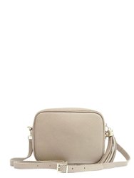 Light Taupe Small Leather Tassel Crossbody Bag  | bxyay