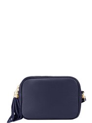 Navy Blue Leather Tassel Cross Body Camera Bag | Baxrr - Navy Blue