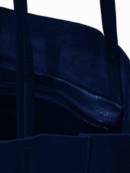 Navy Blue Pebbled Leather Tote Shopper | Byarn