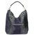 Navy Croc Suede Leather Hobo Shoulder Bag | Bxnxd