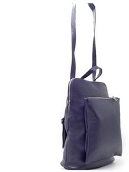 Navy Pebbled Leather Pocket Backpack | Bxibe