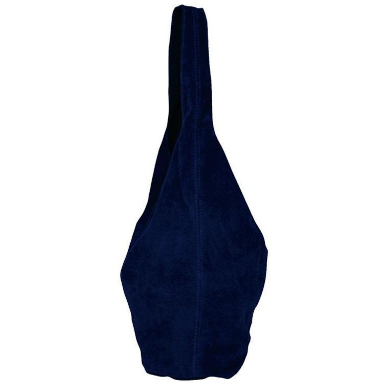 Navy Soft Suede Leather Hobo Shoulder Bag | Brxyd