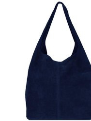 Navy Soft Suede Leather Hobo Shoulder Bag | Brxyd - Navy