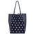 Navy Star Print Suede Leather Tote | Byall - Navy